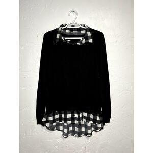 Adrianna Papell black preppy goth cozycore sweater womens medium academia twee